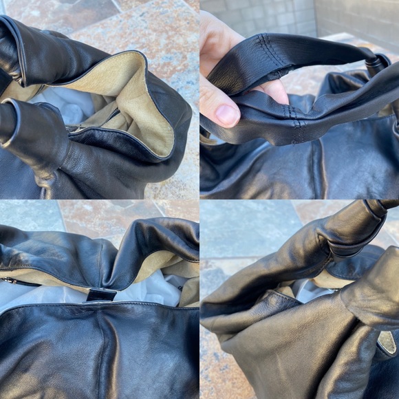 The Row Black Leather Slouchy Shoulder Bag - Picture 9 of 13